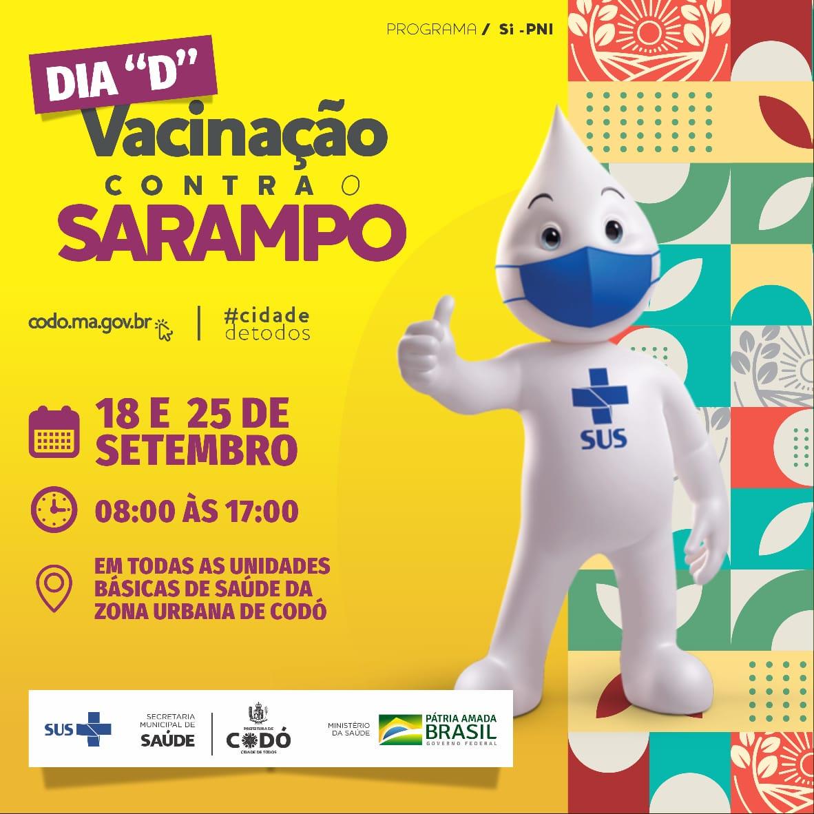 Prefeitura de Codó vai realizar Campanha de Vacinação contra o Sarampo neste Sábado para pessoas entre 5 a 49 anos